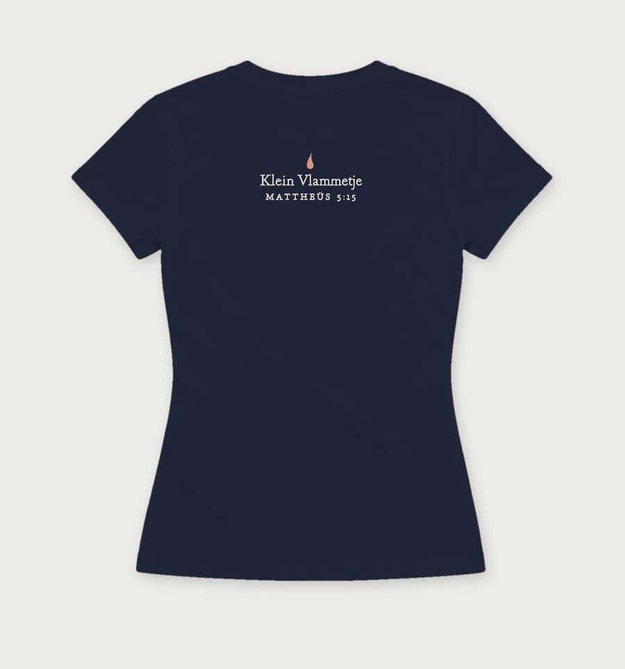 Klein vlammetje in Navy, achterkant